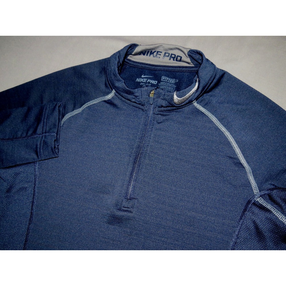 NIKE Dri-Fit PRO Navy Blue Fitted‎ 1/4 Zip Athletic Jacket Men's Small